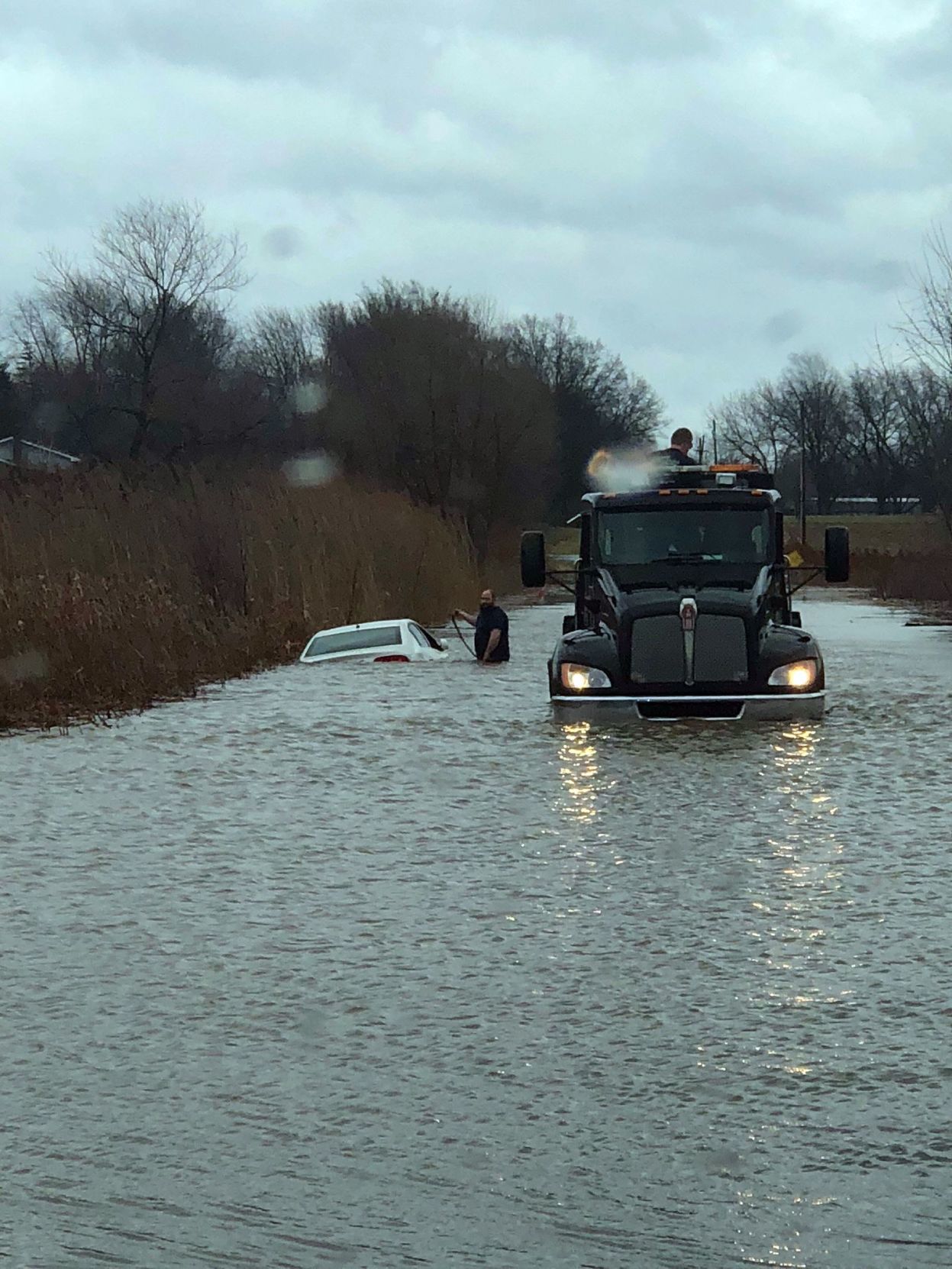Driver rescued in Porter Township as car began to submerge into flood waters